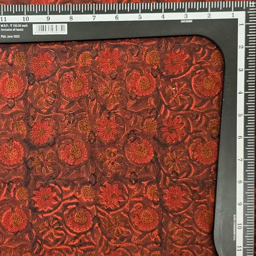 Pure Cotton Doby Dabu Black With Red Flower Jaal Hand Block Print Fabric