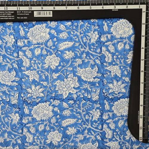 Pure Cotton Jaipuri Blue With White Floral Jaal Hand Block Print Fabric