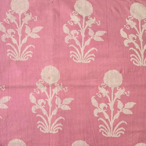 Pure Cotton Jaipuri Pink With White Big Flower Motif Hand Block Print Fabric
