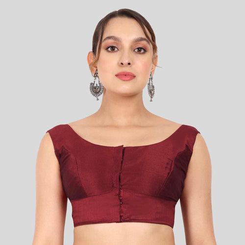 JISB Women's Raw Silk Sleeveless Saree Blouse