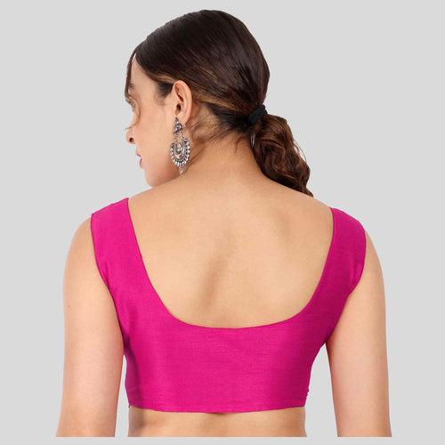 JISB Women's Raw Silk Sleeveless Saree Blouse