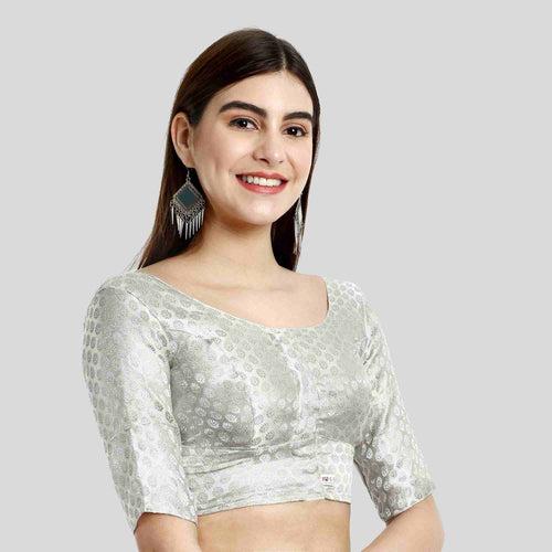 Women's Brocade Elbow Sleeve Saree Blouse