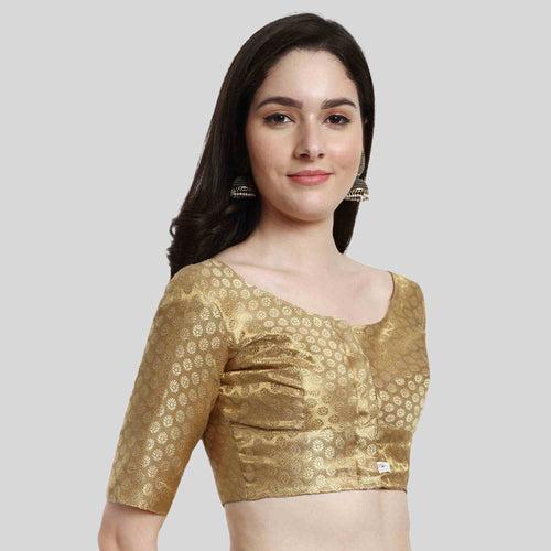 Women's Brocade Elbow Sleeve Saree Blouse