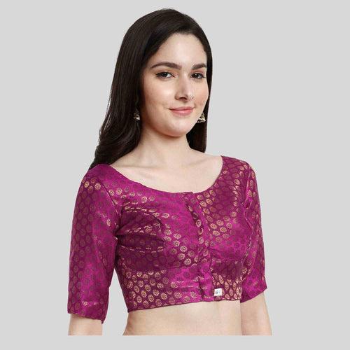 Women's Brocade Elbow Sleeve Saree Blouse