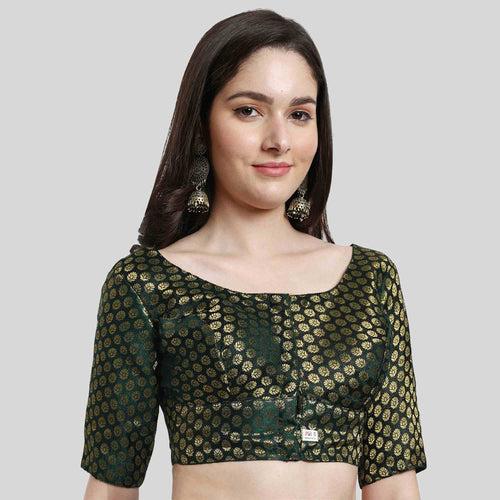 Women's Brocade Elbow Sleeve Saree Blouse