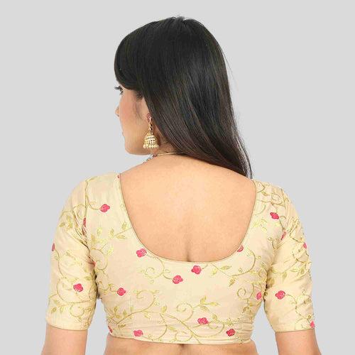 All Over embroidered Saree Blouse with Elbow Sleeve