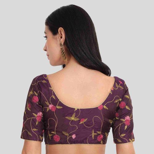 All Over embroidered Saree Blouse with Elbow Sleeve