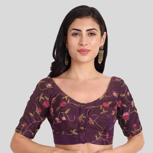 All Over embroidered Saree Blouse with Elbow Sleeve