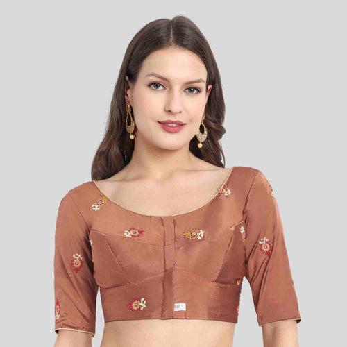 All Over embroidered Saree Blouse with Elbow Sleeve