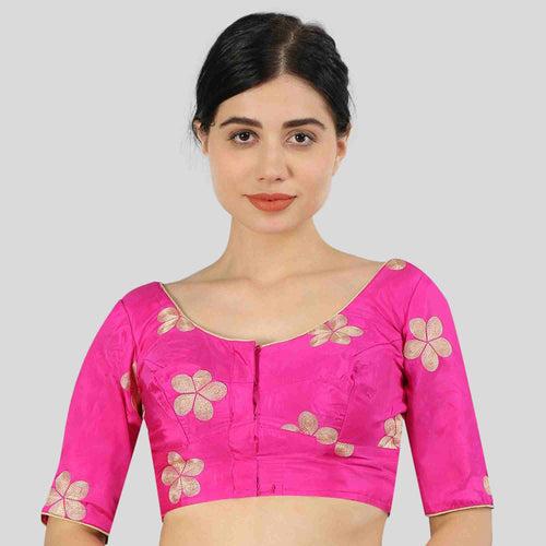 All Over embroidered Saree Blouse with Elbow Sleeve