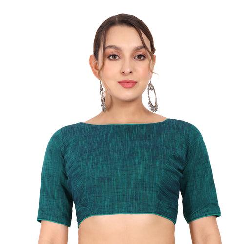 JISB Cotton Stitched Back Open Blouse