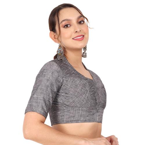 JISB Back Embroidered Cotton Saree Blouse