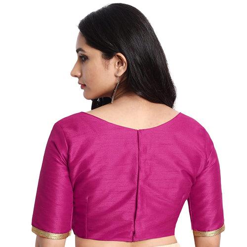 JISB Women's Raw Silk Saree Blouse, Vadamalli