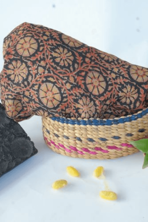 Natural Dye Block Print Tussar Fabric