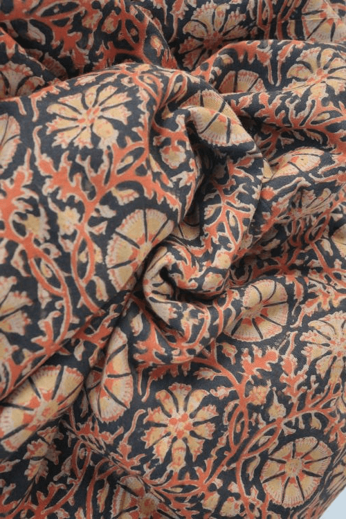 Natural Dye Block Print Tussar Fabric