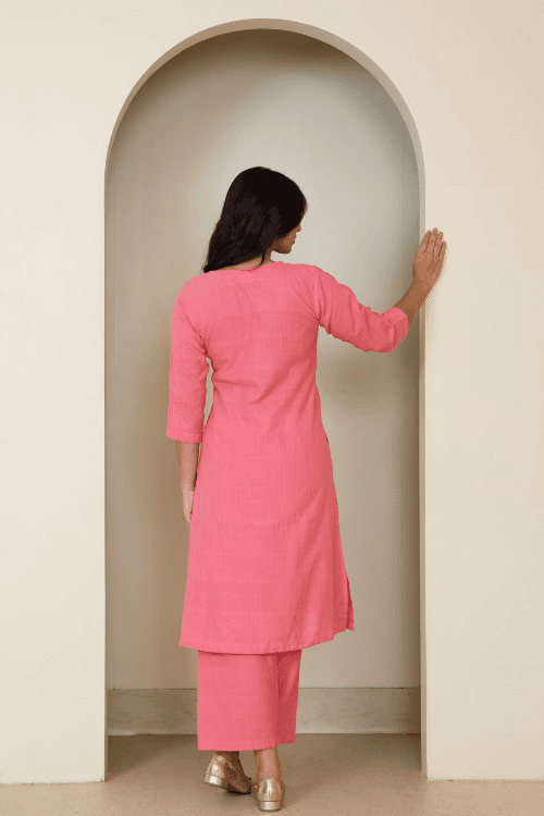 Bebaak Dia Handwoven & Hand Embroidered Mirror Kurta Set