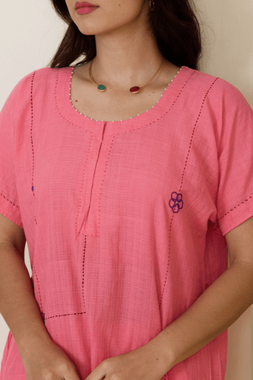 Bebaak Dia Handwoven & Hand Embroidered Antifit  Tunic Set