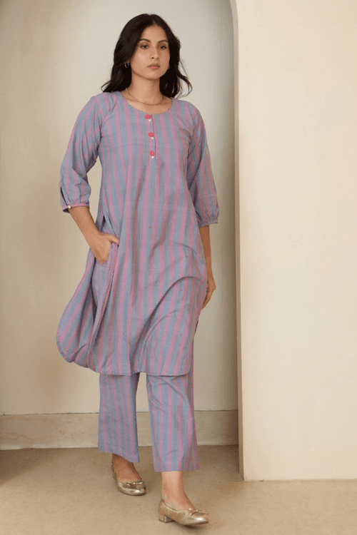 Bebaak Jane Rose Hand Embroidered & Handwoven  Tunic Set