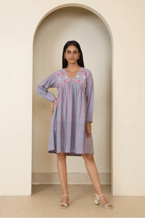 Bebaak Jane Gather Hand Embroidered & Handwoven Dress