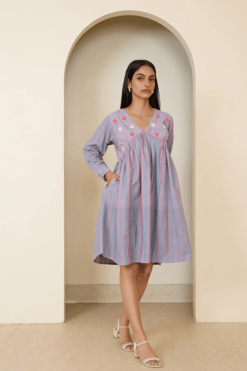 Bebaak Jane Gather Hand Embroidered & Handwoven Dress