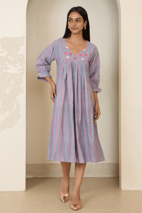 Bebaak Jane Flow Hand Embroidered & Handwoven Dress