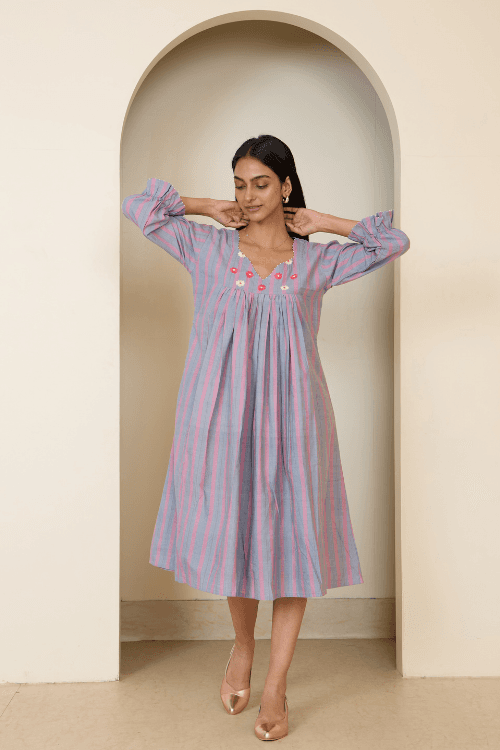 Bebaak Jane Flow Hand Embroidered & Handwoven Dress