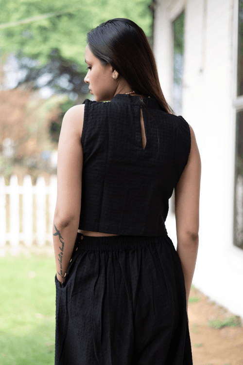 Bebaak Top Palazzo Hand Embroidered  Black Co-Ord