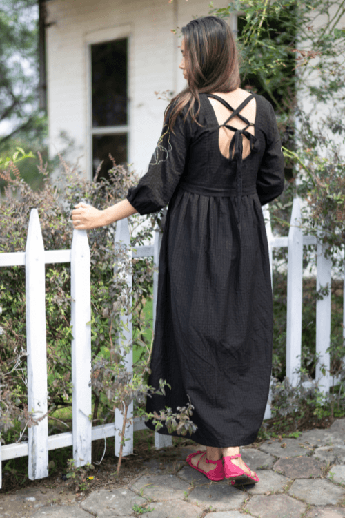 Bebaak Maya Hand Embroidered & Handwoven Black Maxi Dress