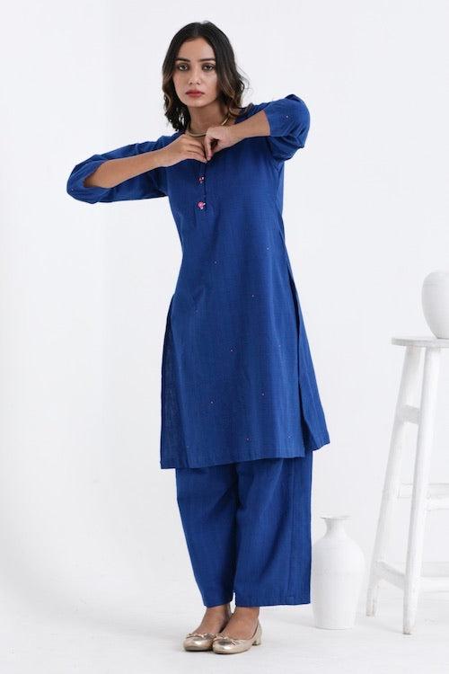 Bebaak Shama Rose Pure Cotton Hand Embroidered Kurta Set