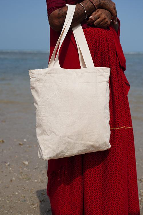 Okhai "Dream City" Hand-Embroidered Pure Cotton Tote Bag