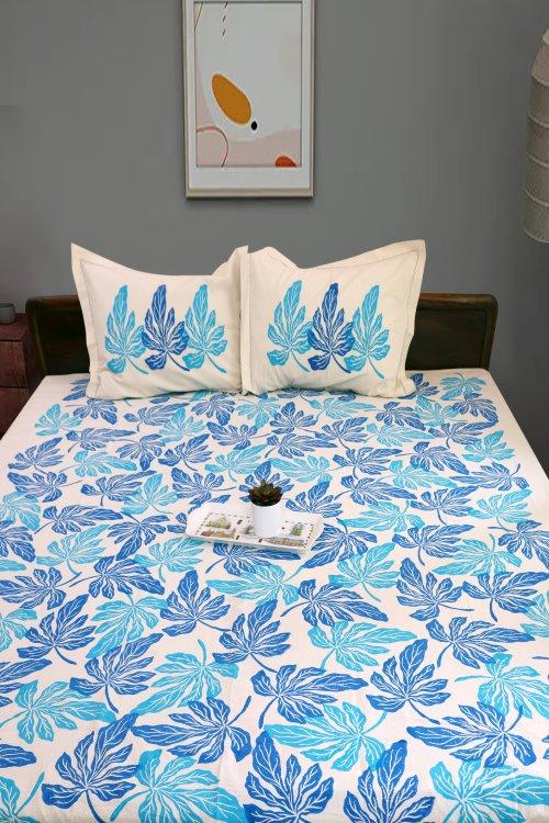 Rustic Route Handcrafted Pure Cotton Bedspread Blue & Firozi
