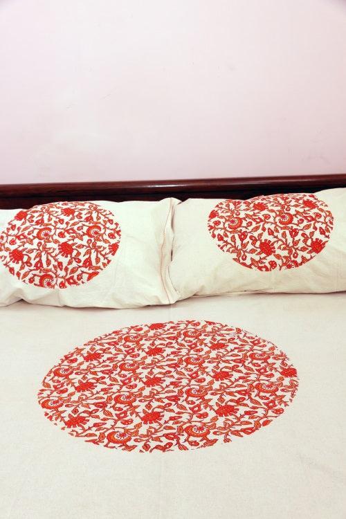 Textile Tales: Rustic Route'S Artisanal Block Print Bedspread Orange & Peach