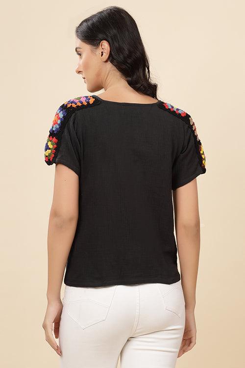 Ajoobaa"Boho Sleeve" Summer Black Top