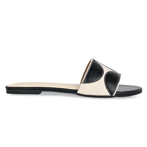 Geometric Canvas Black Flats