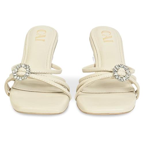 Crystal Buckle White  Heel