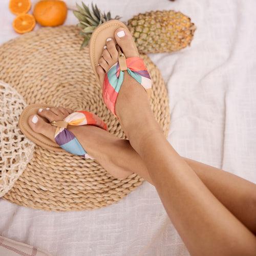 Multi-Colour Fabric Thong Flat