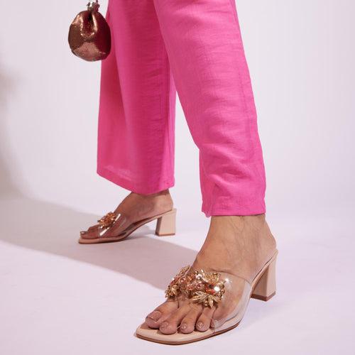 Peach Embellished Heels