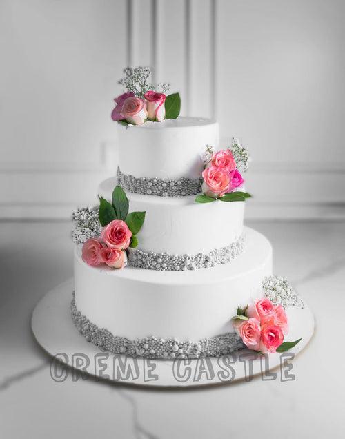 Rosy 3 Tier Wedding Cake