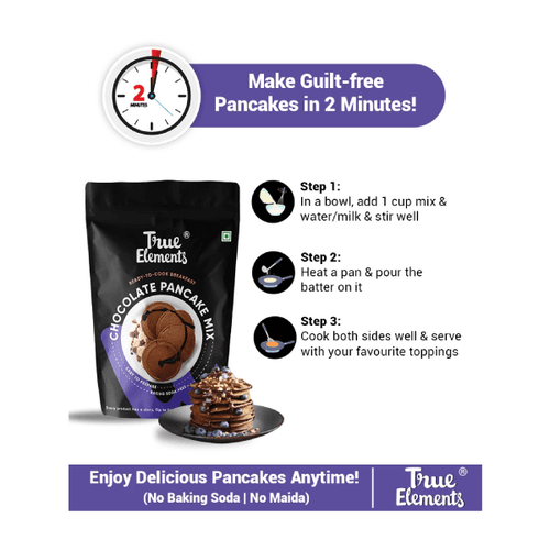 True Elements Chocolate Pancake Mix - Without Baking Soda -250grams