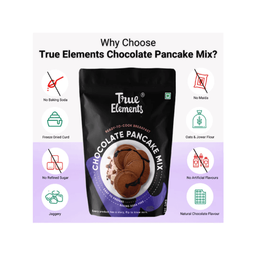 True Elements Chocolate Pancake Mix - Without Baking Soda -250grams