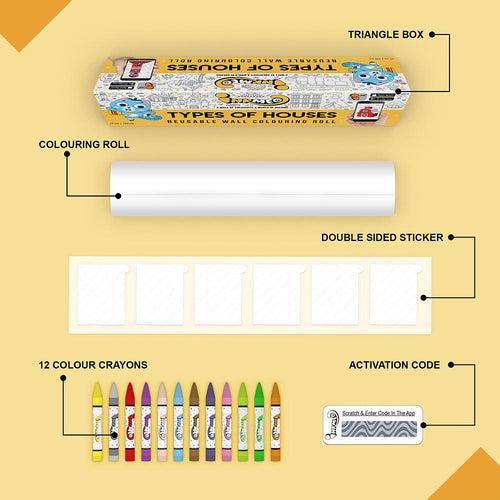 Types of Houses Reusable Wall Colouring Roll (6 inch)-AR Enhanced Learning