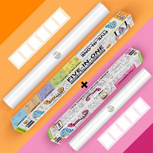 Value Pack - Five In one & Nursery Rhymes Reusable Colouring Roll