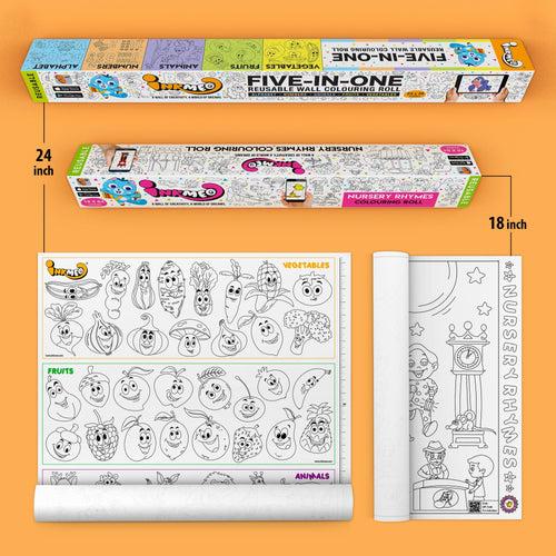 Value Pack - Five In one & Nursery Rhymes Reusable Colouring Roll