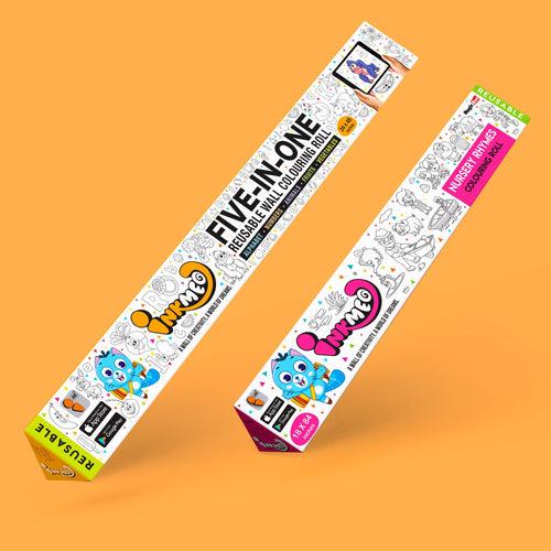 Value Pack - Five In one & Nursery Rhymes Reusable Colouring Roll