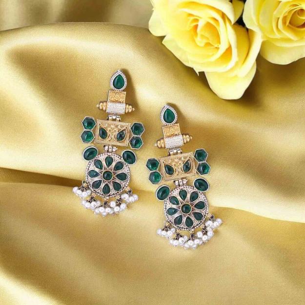 Emerald Girisa Oxidised Danglers