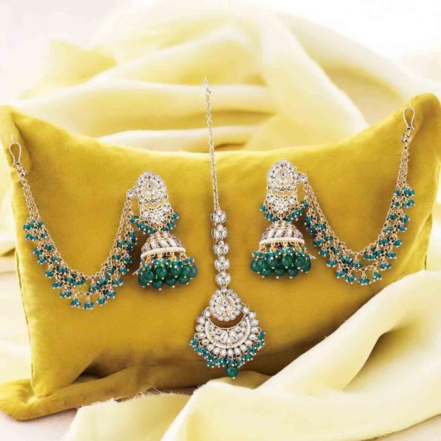 Emerald Triphala Maang Tikka Set