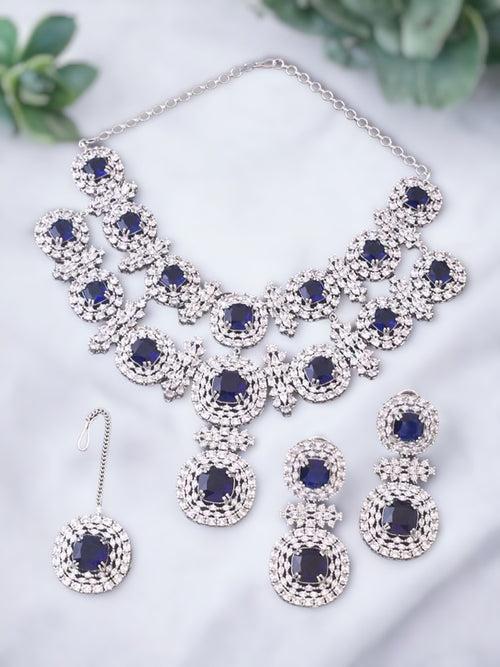 Navy Teresa Zirconia Jewellery Set