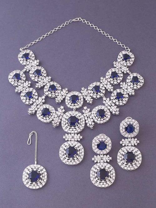 Navy Teresa Zirconia Jewellery Set