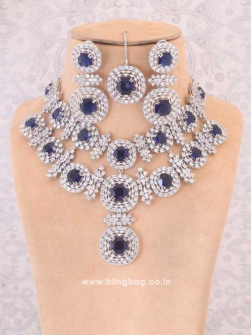 Navy Teresa Zirconia Jewellery Set