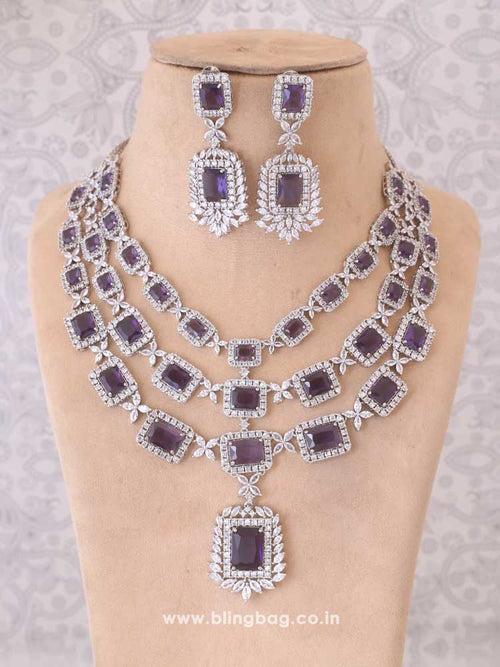 Purple Brittany Zirconia Jewellery Set